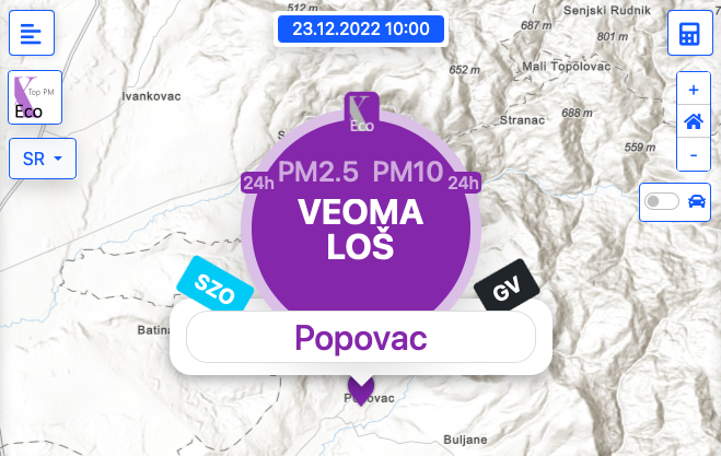  Vazduh u Popovcu trenutno veoma zagađen