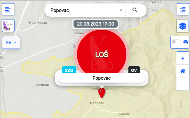  Vazduh u Popovcu i danas PREKOMERNO ZAGAĐEN PM10 česticama – paraćinsko selo ubedljivo prvo u Srbiji po broju dana sa vrednostima iznad dozvoljenih
