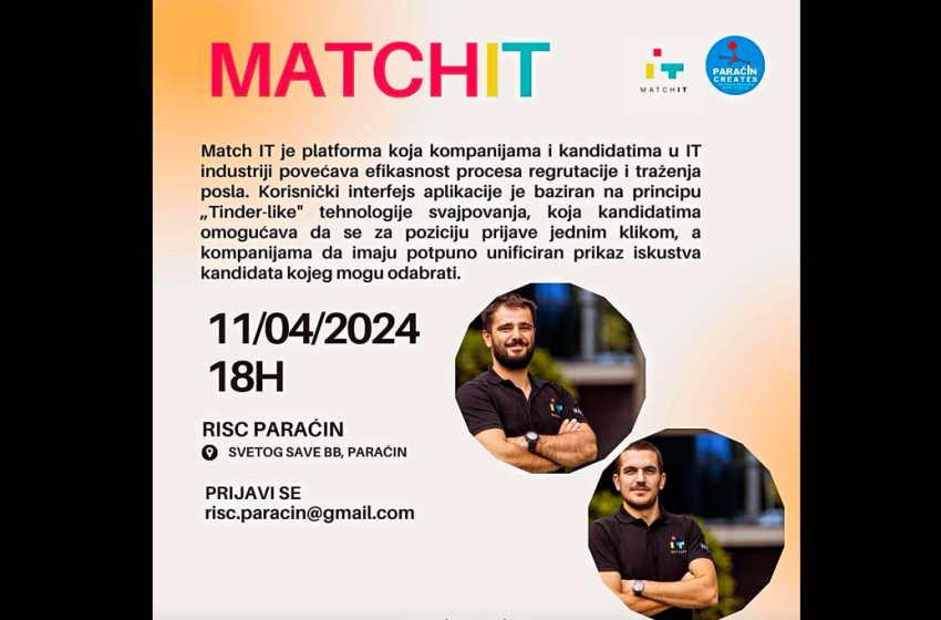  MatchIT – revolucionarna platforma regrutacije u IT industriji u četvrtak pred Paraćincima